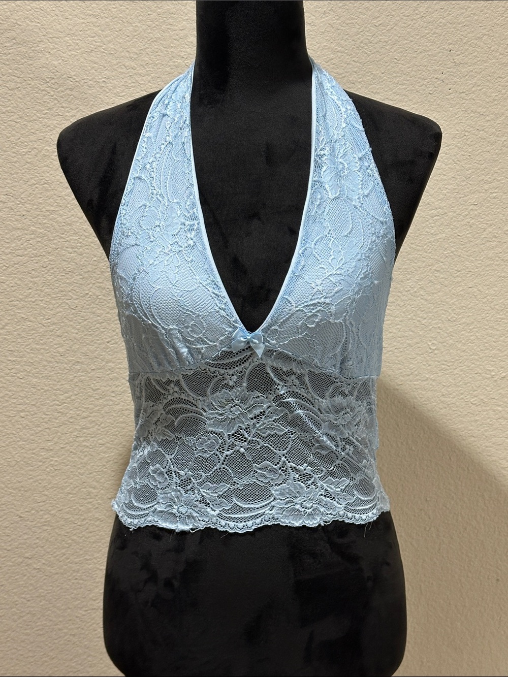 Lace Halter Bralette Top - Light Blue